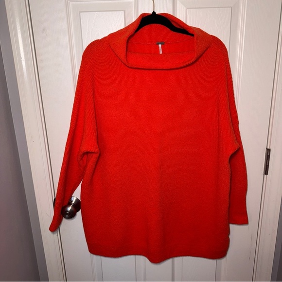 Free People Oversized Orangish-Red Mock Neck Sweater - Picture 16 of 16